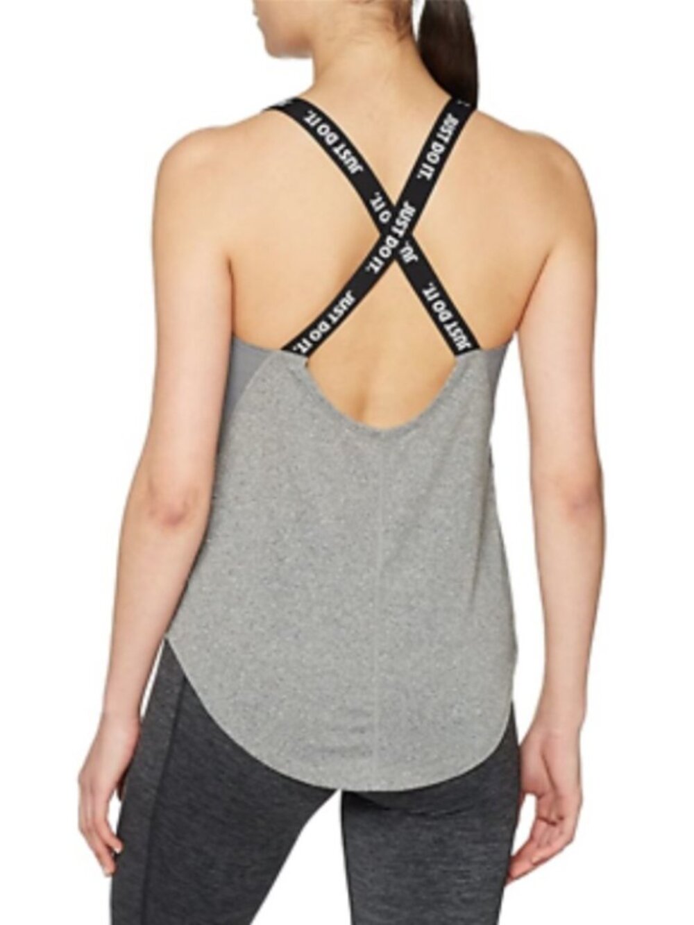 nike dri-fit heather grey elastic cross-back athletic tank top